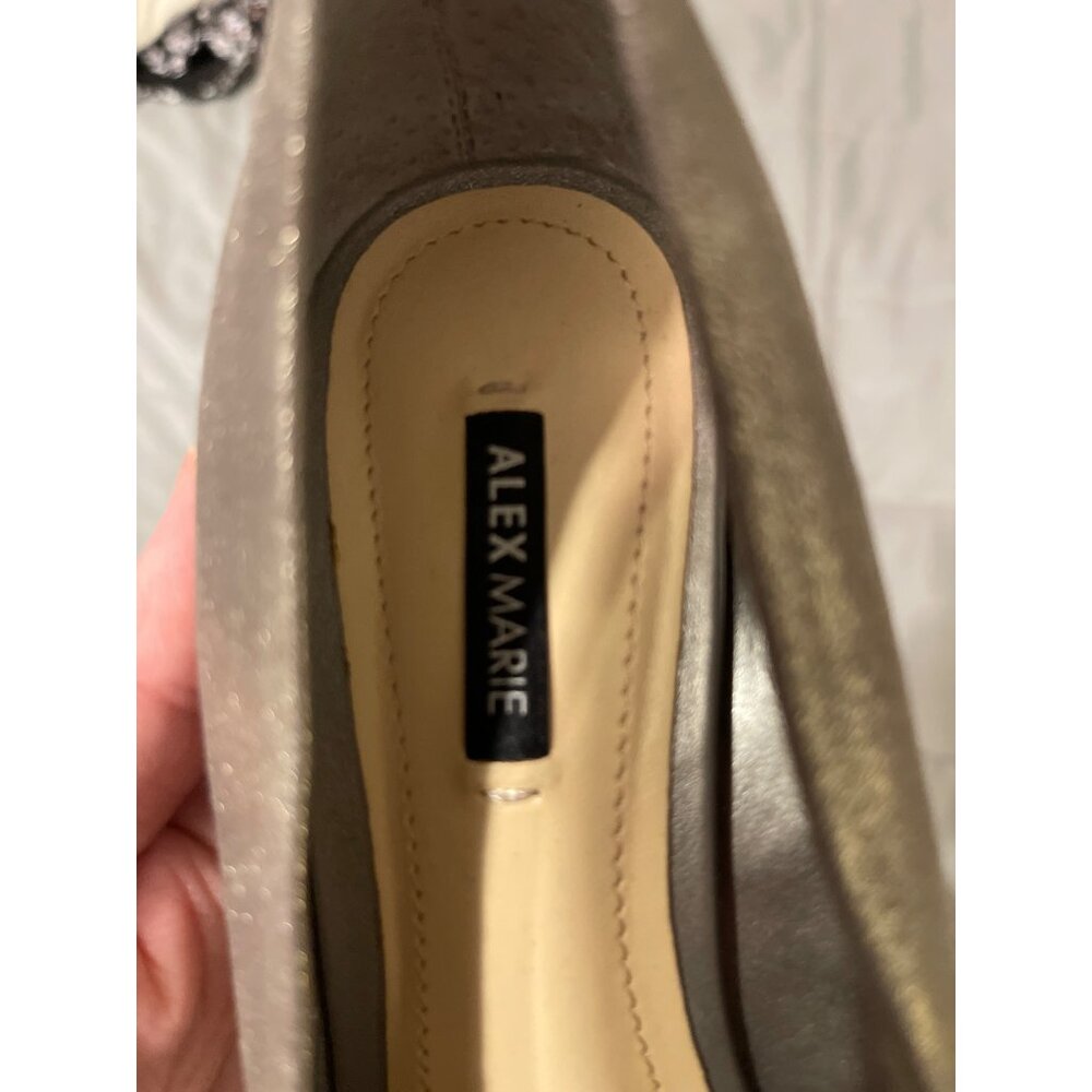 Alex Marie Silver Peep-Toe Wedge Shoes With Rhinestones 6.5M - Picture 7 of 8